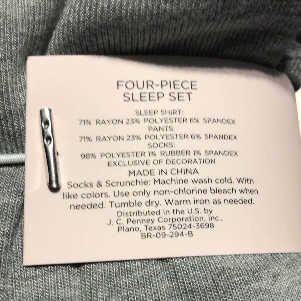 NEW Ambrielle Gray & Pink 4pc Sleep Set Size L - Picture 4 of 4